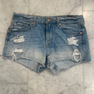 7 for all Mankind light distressed jean shorts